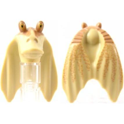 Minifigure Head Modified SW Gungan Flat Eyes with Nougat Top Pattern - Part - 92743pb01 - Tan - new - Qty:1