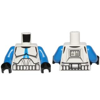 Torso SW Armor Clone Trooper with Blue 501st Legion Markings Pattern (Clone Wars) / Blue Arms / Black Hands - Part - 973pb1292c01 - White - used - Qty:1