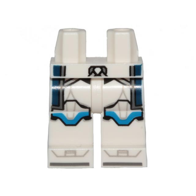 Hips and Legs with SW Clone Trooper Armor Blue Markings and Dark Blue Kama Pattern - Part - 970c00pb1452 - White - used - Qty:1