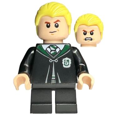 Draco Malfoy - Black Torso Slytherin Robe Black Short Legs - Minifigure - Used