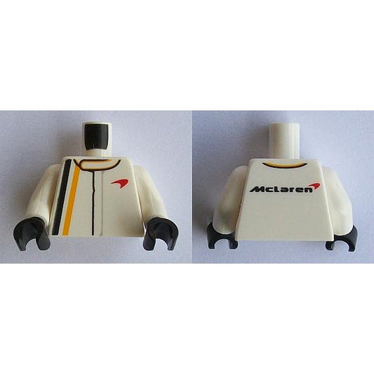 Torso Speed Champions with McLaren Logo Pattern / White Arms / Black Hands - Part - 973pb2046c01 - White - used - Qty:1