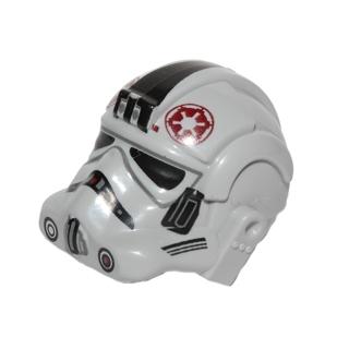 Minifigure Headgear Helmet SW Stormtrooper Type 2 AT-AT Driver Dark Red Imperial Logo and Large Black Plates on Sides Pattern - Part - 87556pb05 - Light Bluish Gray - used - Qty:1
