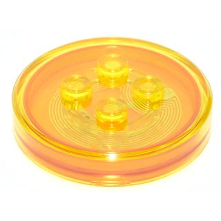 Dimensions Toy Tag 4 x 4 x 2/3 with 4 Studs and Trans-Orange Bottom (Generic for Gadgets) - Part - 18602c02 - Trans-Yellow - used - Qty:1
