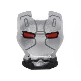 Minifigure Visor Top Hinge with Silver Face Shield Red Eyes and Dark Bluish Gray Lines Pattern - Part - 10908pb11 - Black - used - Qty:1