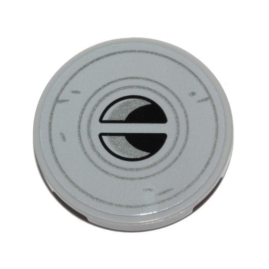 Tile Round 3 x 3 with SW N-1 Starfighter Air Vents with Silver Circles Pattern (Sticker) - Set 75325 - Part - 67095pb022 - Light Bluish Gray - used - Qty:1