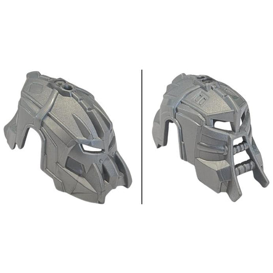 Hero Factory Mask Dual Sided (Drilldozer / Fire Lord) - Part - 92214 - Flat Silver - used - Qty:1