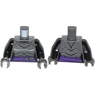 Torso Female Armor with Dark Purple Belt with Gray Clasp Pattern / Black Arms / Dark Bluish Gray Hands - Part - 973pb1658c01 - Dark Bluish Gray - used - Qty:1