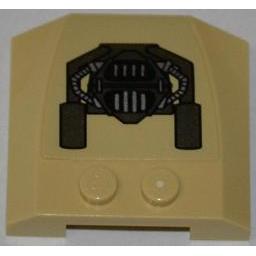 Wedge 4 x 4 x 2/3 Triple Curved with Batman Tumbler Mechanical Pattern (Sticker) - Set 76001 - Part - 45677pb063 - Tan - used - Qty:1