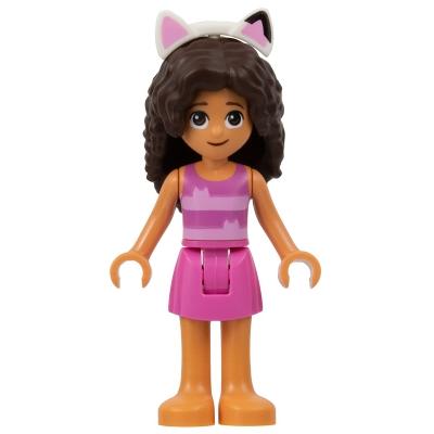 Gabby - Dark Pink and Bright Pink Striped Tank Top Dark Pink Skirt - Minifigure - New