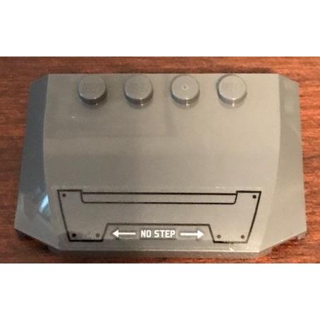 Wedge 4 x 6 x 2/3 Triple Curved with Wing Mount in Black Lines and 'NO STEP' Pattern (Sticker) - Set 76127 - Part - 52031pb126 - Dark Bluish Gray - used - Qty:2