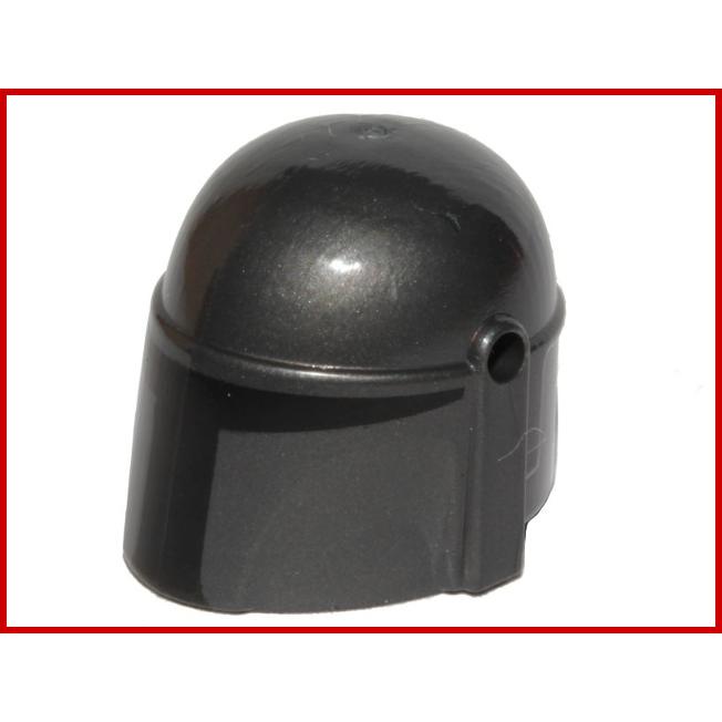 Minifigure Headgear Helmet with Holes SW Mandalorian with Black Visor Pattern - Part - 87610pb09 - Pearl Dark Gray - used - Qty:1