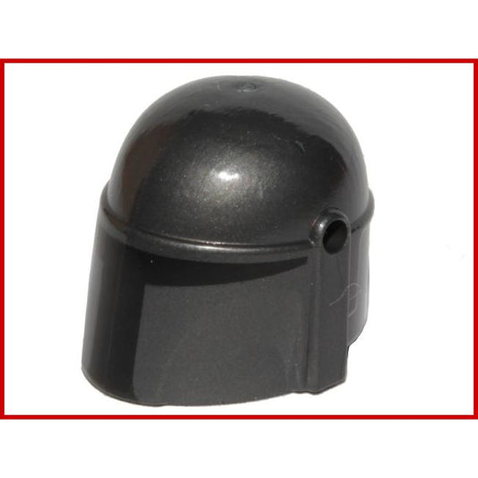 Minifigure Headgear Helmet with Holes SW Mandalorian with Black Visor Pattern - Part - 87610pb09 - Pearl Dark Gray - used - Qty:1