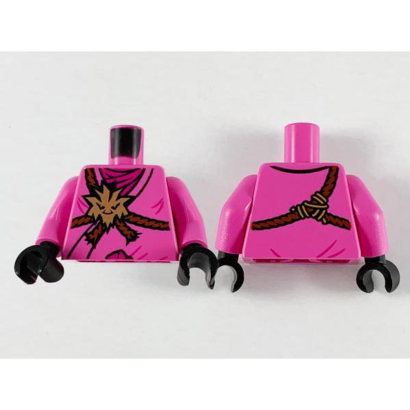 Torso Ninjago Brown Rope Gold Medallion and Magenta Undershirt Pattern / Dark Pink Arms / Black Hands - Part - 973pb3763c01 - Dark Pink - used - Qty:1