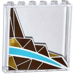Panel 1 x 6 x 5 with Silver and Gold Triangle Mosaic and White and Medium Azure Curved Stripes Pattern Right Side (Sticker) - Set 41106 - Part - 59349pb100r - Trans-Clear - used - Qty:1