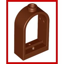 Window 1 x 2 x 2 2/3 with Rounded Top - Part - 30044 - Reddish Brown - used - Qty:6