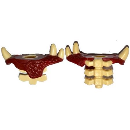 Minifigure Armor Shoulder Pads with 3 Spikes and Spine with Dark Red Pads Pattern - Part - 18961pb01 - Tan - used - Qty:1