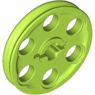Technic Wedge Belt Wheel (Pulley) - Part - 4185 - Lime - used - Qty:2