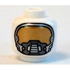 Minifigure Head Space Mask with Gold Face Port Pattern (Space Batman) - Part - 3626pb1271 - White - used - Qty:1