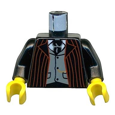 Torso Dark Red Stripe Suit Front Gray Vest and Tie on White Shirt Gold Fob Pattern / Black Arms / Yellow Hands - Part - 973pb0267c01 - Black - used - Qty:1