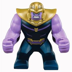 Thanos - Large Figure Dark Blue Outfit Medium Lavender Arms Pearl Gold Helmet - Minifigure - Used