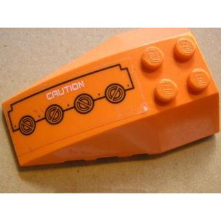 Wedge 6 x 4 Triple Curved with 'CAUTION' and Circuitry Pattern Left (Sticker) - Set 7706 - Part - 43712pb012l - Orange - used - Qty:1