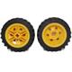 Wheel 30mm D. x 14mm with Black Tire 43.2 x 14 Offset Tread (56904 / 56898) - Part - 56904c01 - Yellow - used - Qty:2