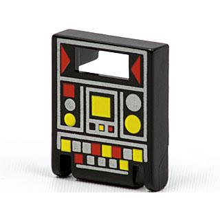 Container Box 2 x 2 x 2 Door with Slot with Red and Yellow Controls Pattern - Part - 4346pb05 - Black - used - Qty:1