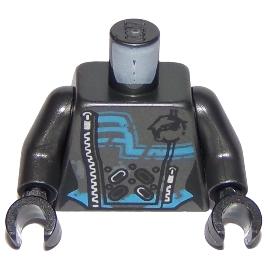 Torso Ninjago Female Suit with Zippers Vents and Dark Azure Accents Pattern / Pearl Dark Gray Arms / Black Hands - Part - 973pb3308c01 - Pearl Dark Gray - used - Qty:1