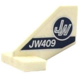 Tail Shuttle Small with 'JW' in Dark Blue and Silver Circle and 'JW409' Pattern on Both Sides (Stickers) - Set 75919 - Part - 44661pb022 - White - used - Qty:1