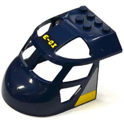 Aircraft Fuselage Forward Top Curved 6 x 8 x 4 with 'E-03' Light Bluish Gray Triangle and Yellow Stripe Pattern on Both Sides (Stickers) - Set 60093 - Part - 11293pb005 - Dark Blue - used - Qty:1