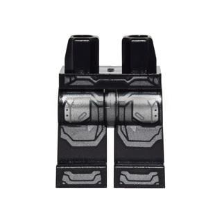 Hips and Legs with Pearl Dark Gray and Silver Armor Knee Pads and Boots Pattern - Part - 970c00pb0509 - Black - used - Qty:1