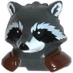 Minifigure Head Modified Raccoon with Reddish Brown Shoulder Pads Pattern (Rocket) - Part - 17013pb01 - Dark Bluish Gray - used - Qty:1