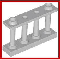 Fence 1 x 4 x 2 Spindled with 2 Studs - Part - 30055 - White - used - Qty:5