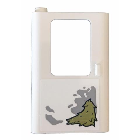 Door 1 x 4 x 5 Train Left Thick Support at Bottom with Mud and Dirt Pattern (Sticker) - Set 75935 - Part - 43967pb001 - White - used - Qty:1