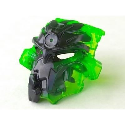 Bionicle Mask Umarak with Marbled Trans-Bright Green Pattern - Part - 24164pb01 - Black - new - Qty:1