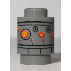 Brick Round 1 x 1 with SW IG-88 Head Pattern 2 - Part - 3062pb054 - Dark Bluish Gray - used - Qty:1