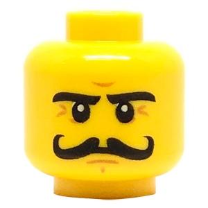 Minifigure Head Moustache Curly Long Stern Eyebrows White Pupils Pattern - Part - 3626pb1203 - Yellow - new - Qty:1