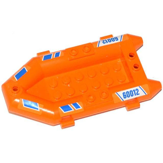 Boat Rubber Raft Small with Blue Stripes and '60012' Pattern on Both Sides (Stickers) - Set 60012 - Part - 30086c01pb05 - Orange - used - Qty:1