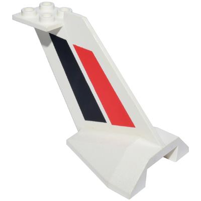Tail Wedge with Red and Black Stripes Pattern - Part - 4867pb01 - White - used - Qty:1