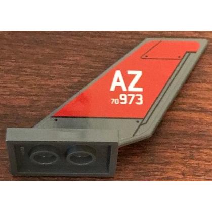 Tail Shuttle with White 'AZ 70973' on Red Background Pattern Model Left Side (Sticker) - Set 76127 - Part - 6239pb075l - Dark Bluish Gray - used - Qty:2