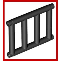 Bar 1 x 4 x 3 Grille with End Protrusions - Part - 62113 - Black - used - Qty:10