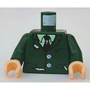 Torso Harry Potter Torn Suit with Buttons Shirt and Tie Pattern / Dark Green Arms / Light Nougat Hands - Part - 973pb0336c01 - Dark Green - used - Qty:1