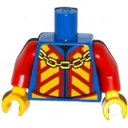 Torso Castle King Jacket with Red and Yellow Chevrons and Gold Chain Pattern / Red Arms / Yellow Hands - Part - 973pb1876c01 - Blue - used - Qty:1