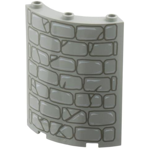 Cylinder Quarter 4 x 4 x 6 with Dark Gray Stone Wall Pattern - Part - 30562px1 - Light Gray - used - Qty:1