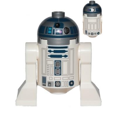 Astromech Droid R2-D2 - Flat Silver Head Dark Pink Dots Large Receptor Back Printing - Minifigure - New
