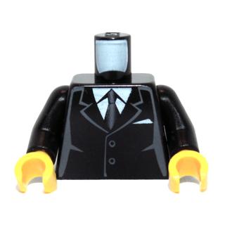 Torso Suit with 2 Buttons Gray Sides Gray Centerline and Tie Pattern / Black Arms / Yellow Hands - Part - 973pb0322c01 - Black - used - Qty:1