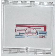 Panel 1 x 6 x 5 with Red Helicopter and Missile on Screen Pattern (Sticker) - Set 76007 - Part - 59349pb068 - Trans-Clear - used - Qty:1