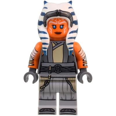 Ahsoka Tano (Adult) - Dark Bluish Gray Vest Tan Tunic Printed Arms Light Bluish Gray Legs - Minifigure - Used