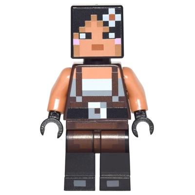 Minecraft Skin 2 - Pixelated Female with Flower and Suspenders - Minifigure - New