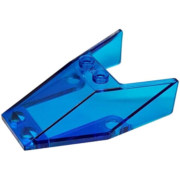 Windscreen 6 x 4 x 1 1/3 with Bottom Tabs and Hollow Studs - Part - 6152a - Trans-Dark Blue - used - Qty:1